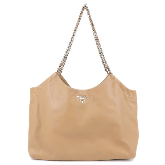 Prada Prada Logo Leather Chain Tote Bag Beige 35527