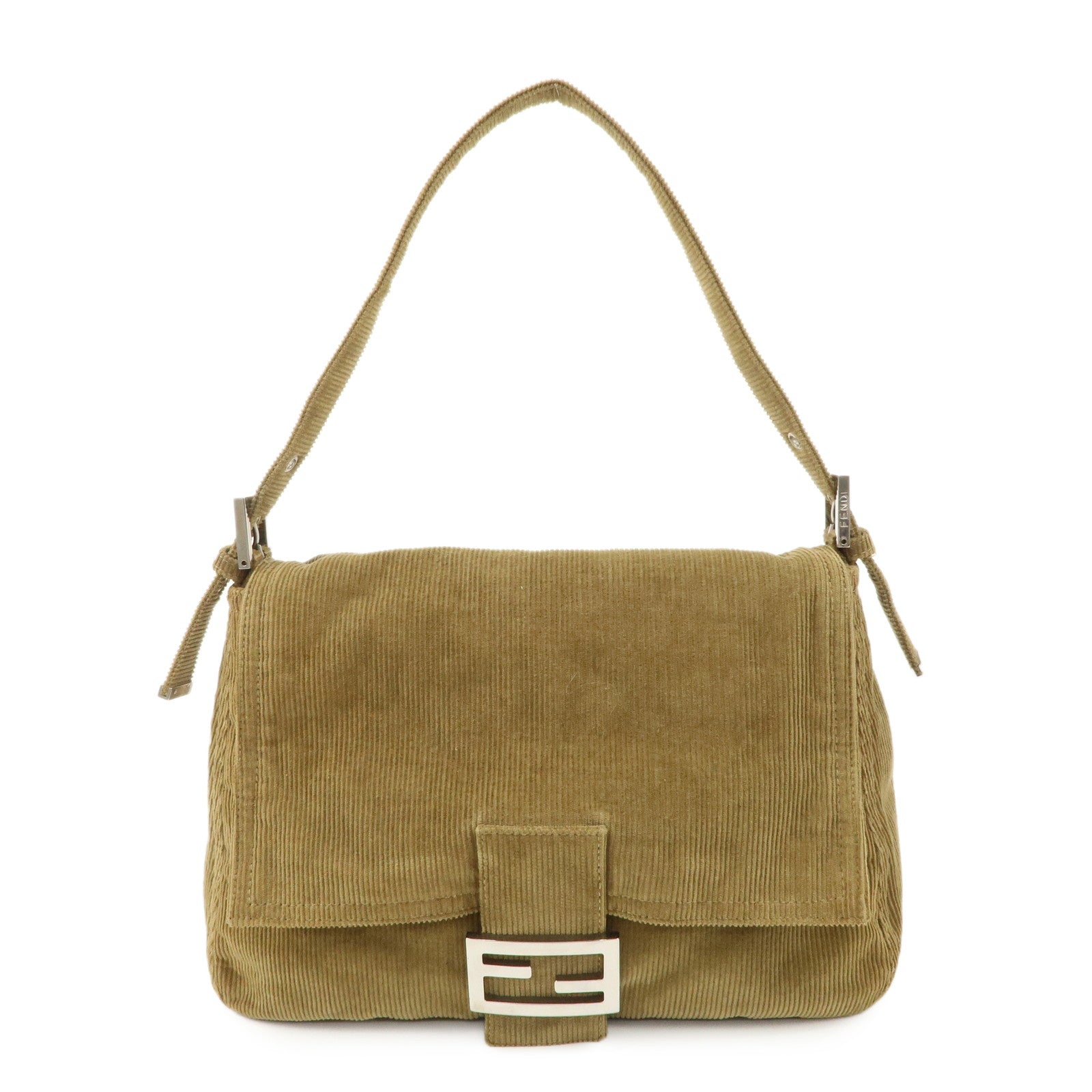 Fendi Shoulder Bag Mamma Baguette Corduroy Khaki d 2