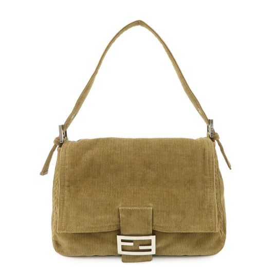 Fendi Shoulder Bag Mamma Baguette Corduroy Khaki d 2