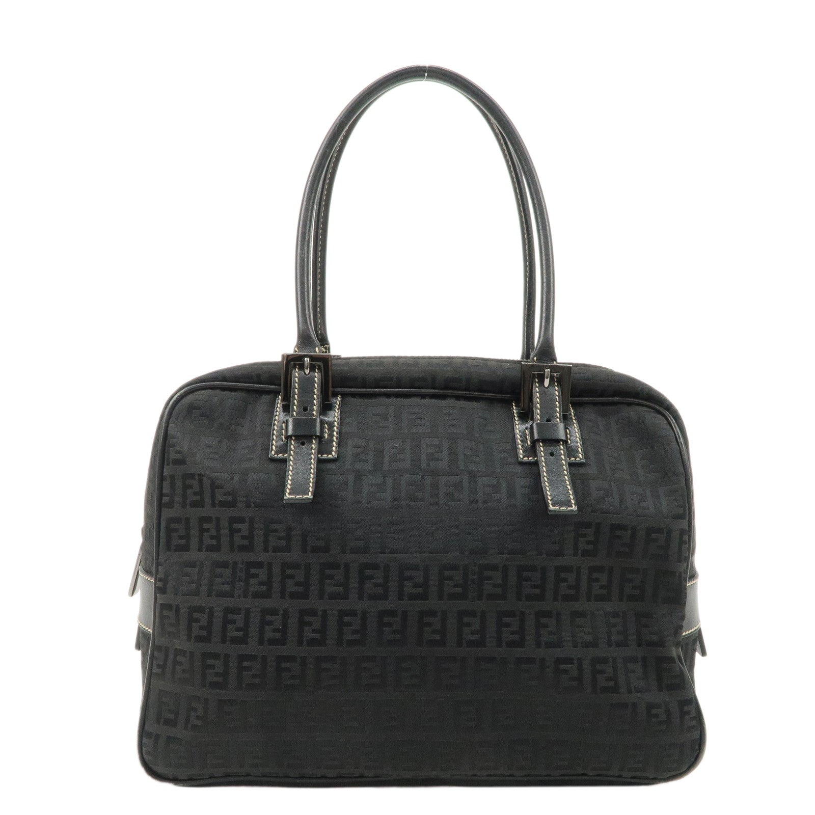 Fendi Bag Zucchino Boston Bag d Leather Canvas Black Mini Bag