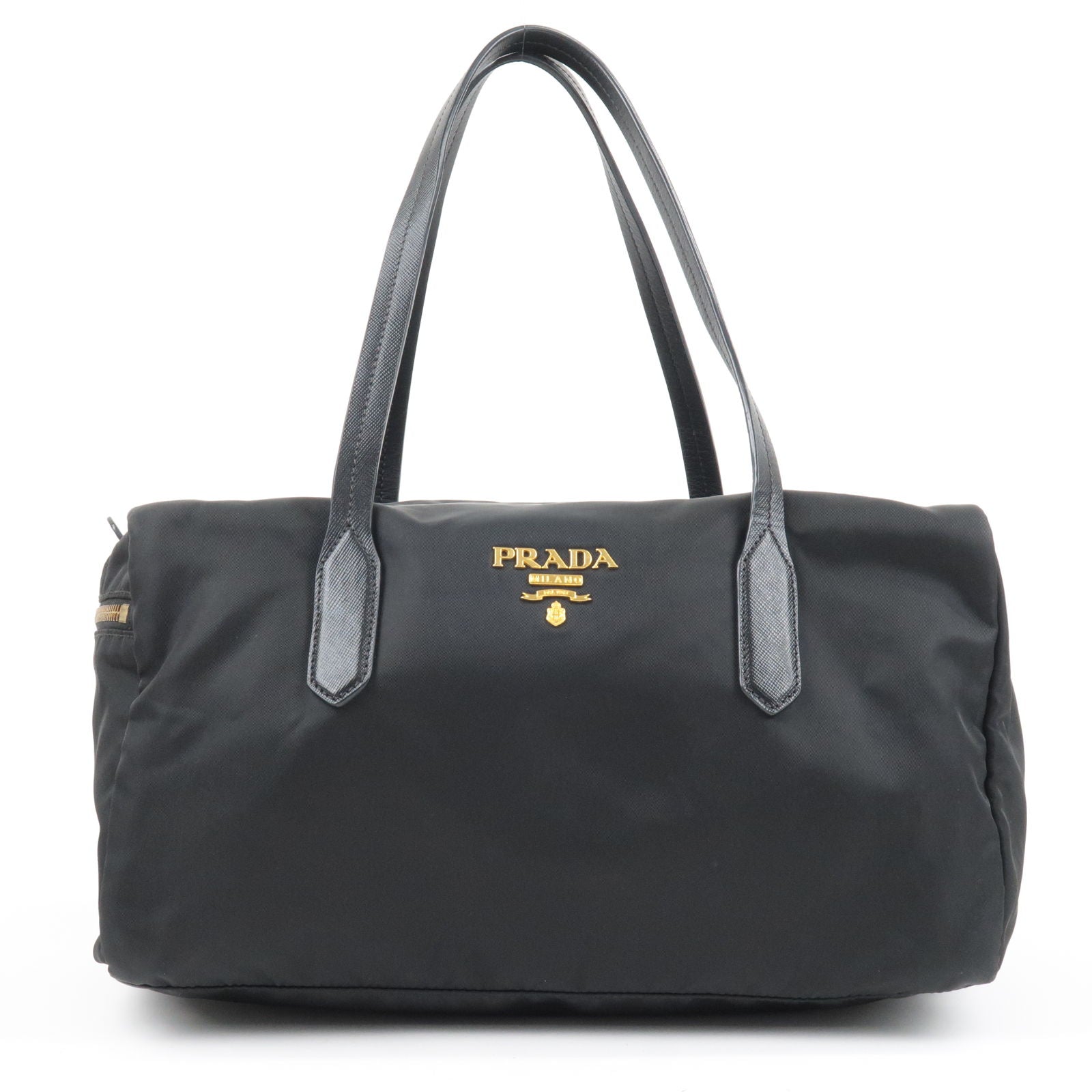 Prada Prada Logo Nylon Leather Boston Bag Hand Bag Travel Bag
