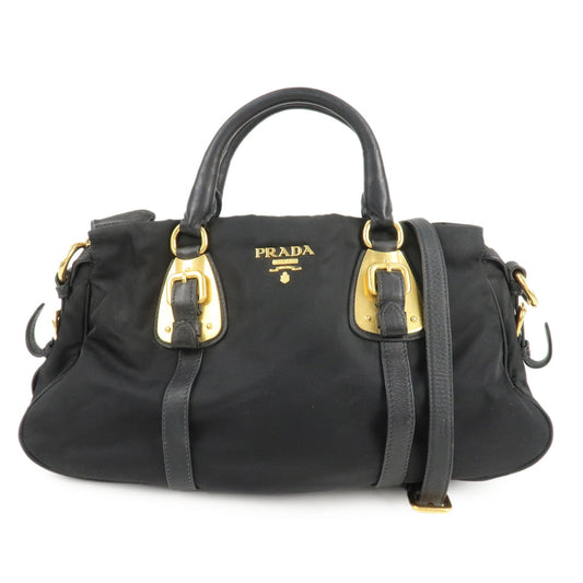 Prada Shoulder Bag 2Way HDW d Leather Nylon Black