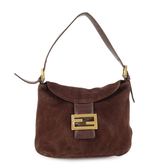 Fendi Shoulder Bag Hand Bag d Leather Suede Brown