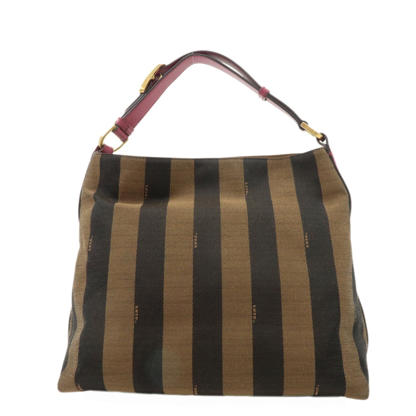 Fendi Shoulder Bag Pequin d Leather Canvas Black Brown Pink D