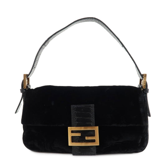 Fendi Shoulder Bag Mamma Baguette Polyester d Leather Black