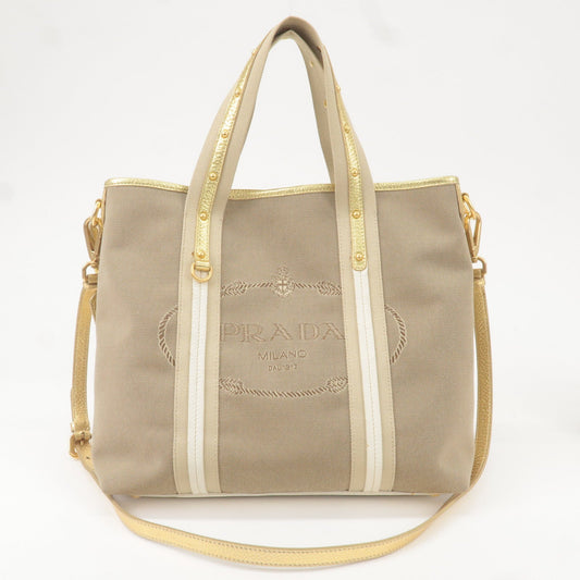 Prada Prada Logo Jacquard Leather 2Way Hand Bag Beige Travel Bag Bn1453 36745 7