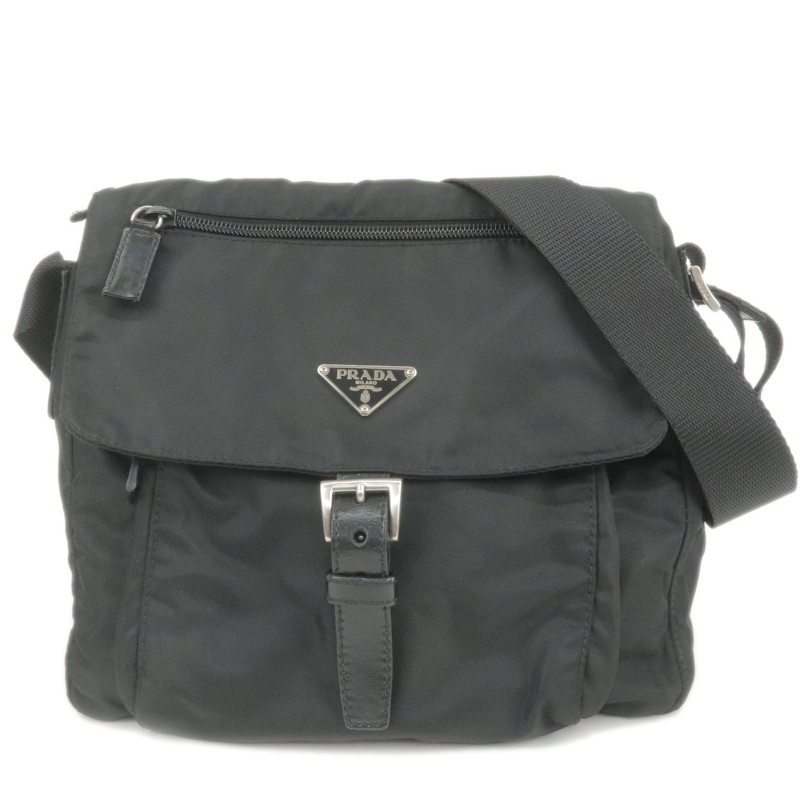 Prada Prada Logo Nylon Leather Shoulder Bag Purse Bag