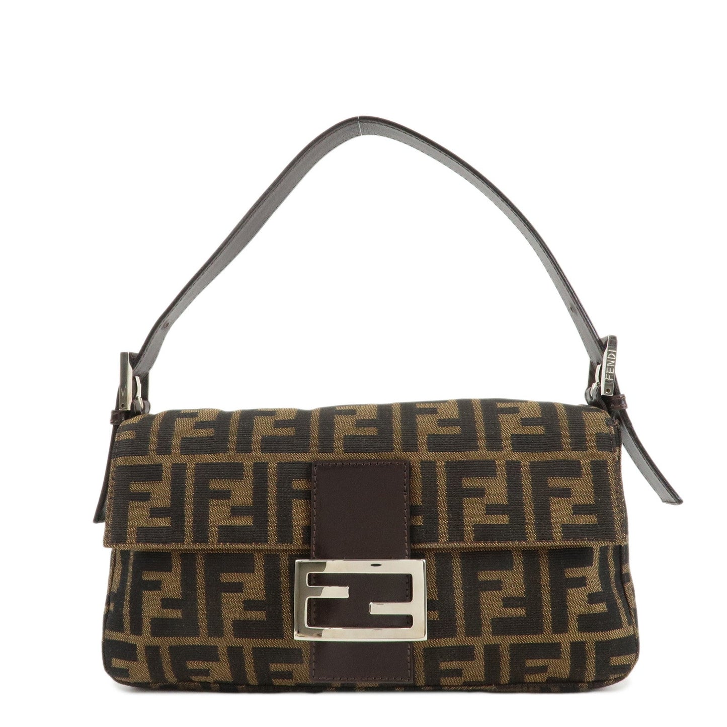 Fendi Shoulder Bag Mamma Baguette Zucca Leathr d Leather Canvas