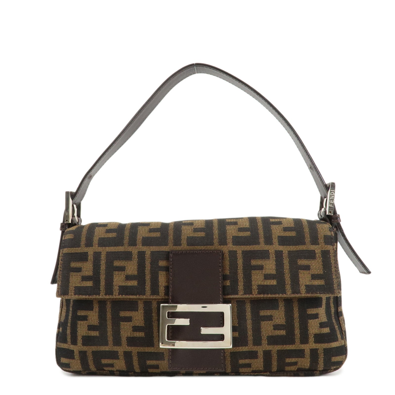 Fendi Shoulder Bag Mamma Baguette Zucca Leathr d Leather Canvas