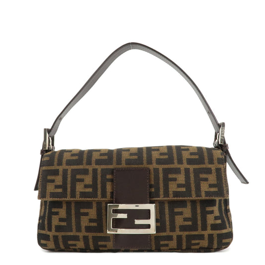Fendi Shoulder Bag Mamma Baguette Zucca Leathr d Leather Canvas