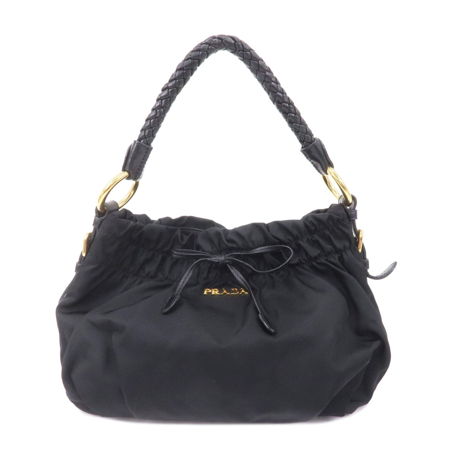 Prada Prada Nylon Leather Gather Hand Bag Shoulder Bag