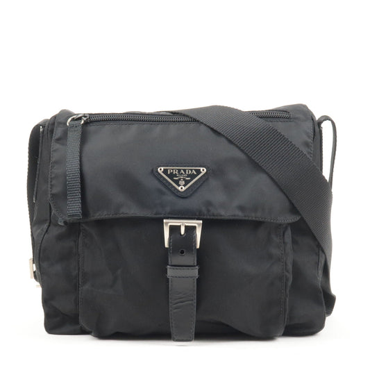 Prada Prada Logo Nylon Leather Shoulder Bag Black Noir B8994X 36676 17