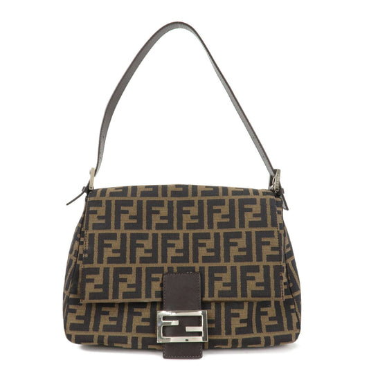 Fendi Shoulder Bag Mamma Baguette Zucca d 5 Leather Canvas