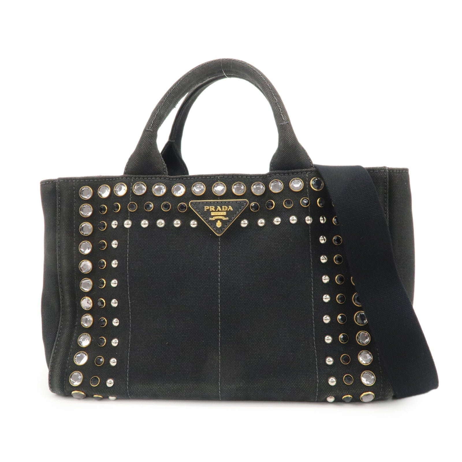 Bag Canapa Bijou Studs 2Way Bag d Canvas Black Mini Mini Bag
