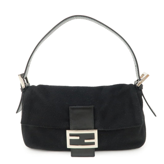 Fendi Shoulder Bag Mamma Baguette Cashmere d Leather Black