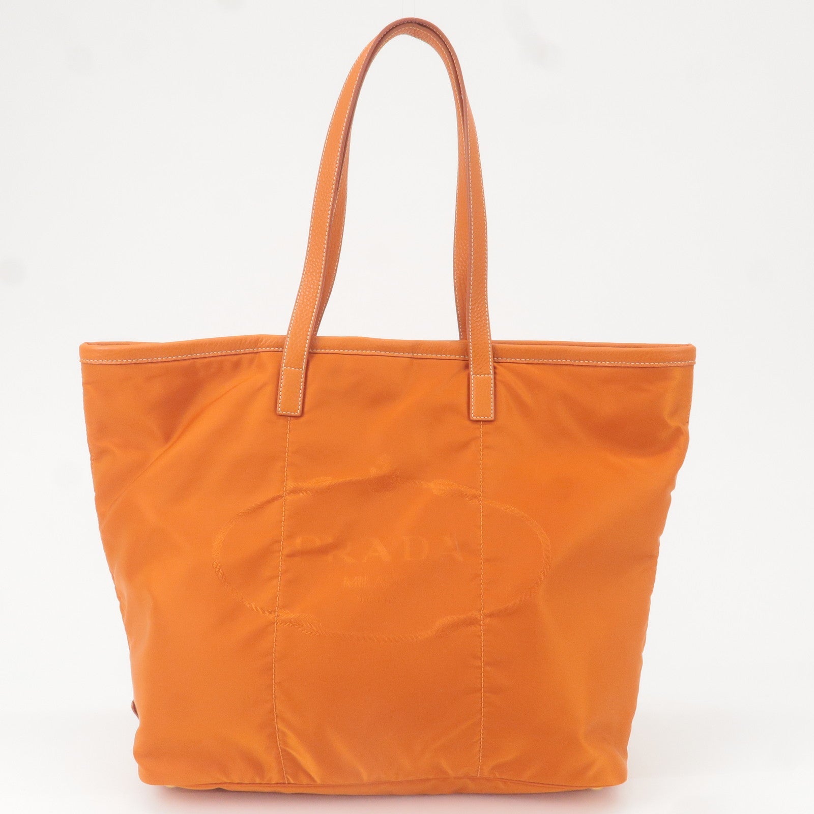 Prada Prada Nylon Leather Tote Bag Shoulder Bag Orange