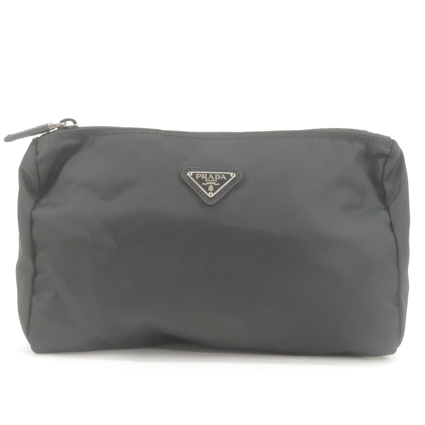 Prada Prada Nylon Leather Cosmetic Pouch Clutch Bag Black