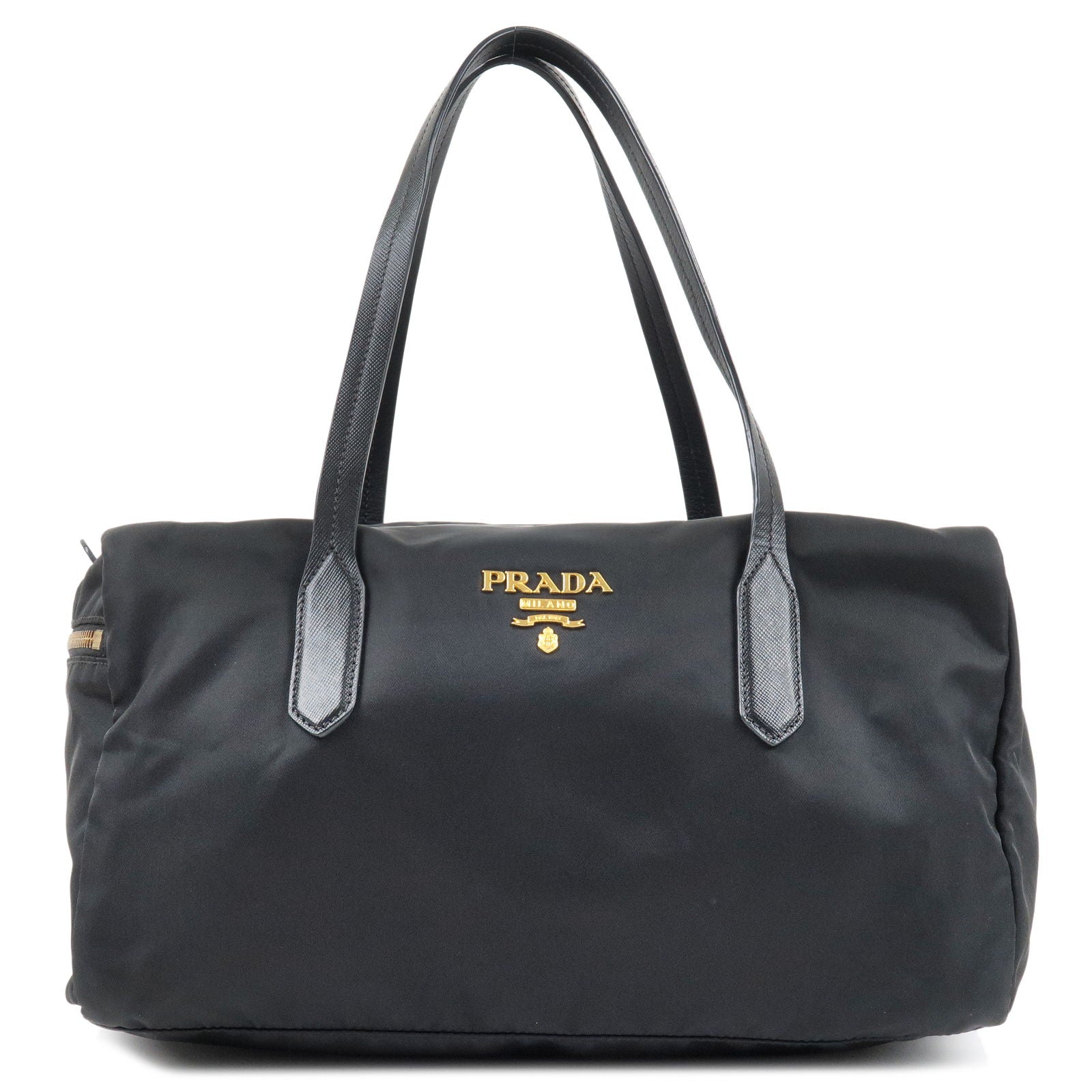 Prada Prada Logo Nylon Leather Boston Bag Hand Bag Travel Bag