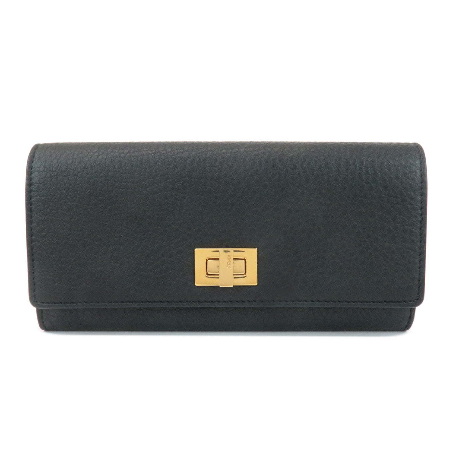 Fendi Peekaboo Bi-fold Long Wallet d Leather Black Handbag