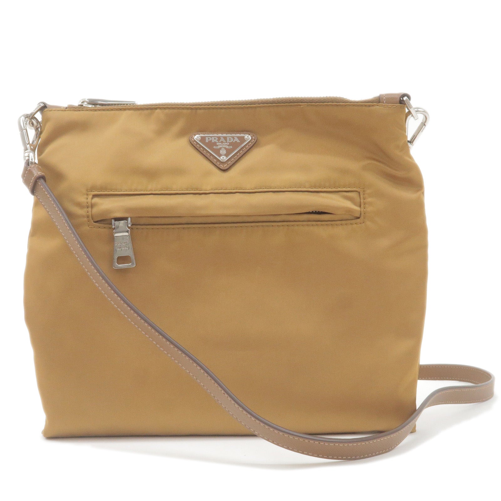 Prada Prada Logo Nylon Leather Shoulder Bag Crossbody Bag Brown 36698 16