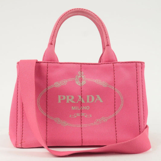 Prada Prada Canapa Mini Canvas 2Way Tote Bag Pink