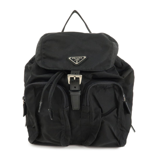 Prada Triangle Back Pack d Leather Nylon Black Handbag