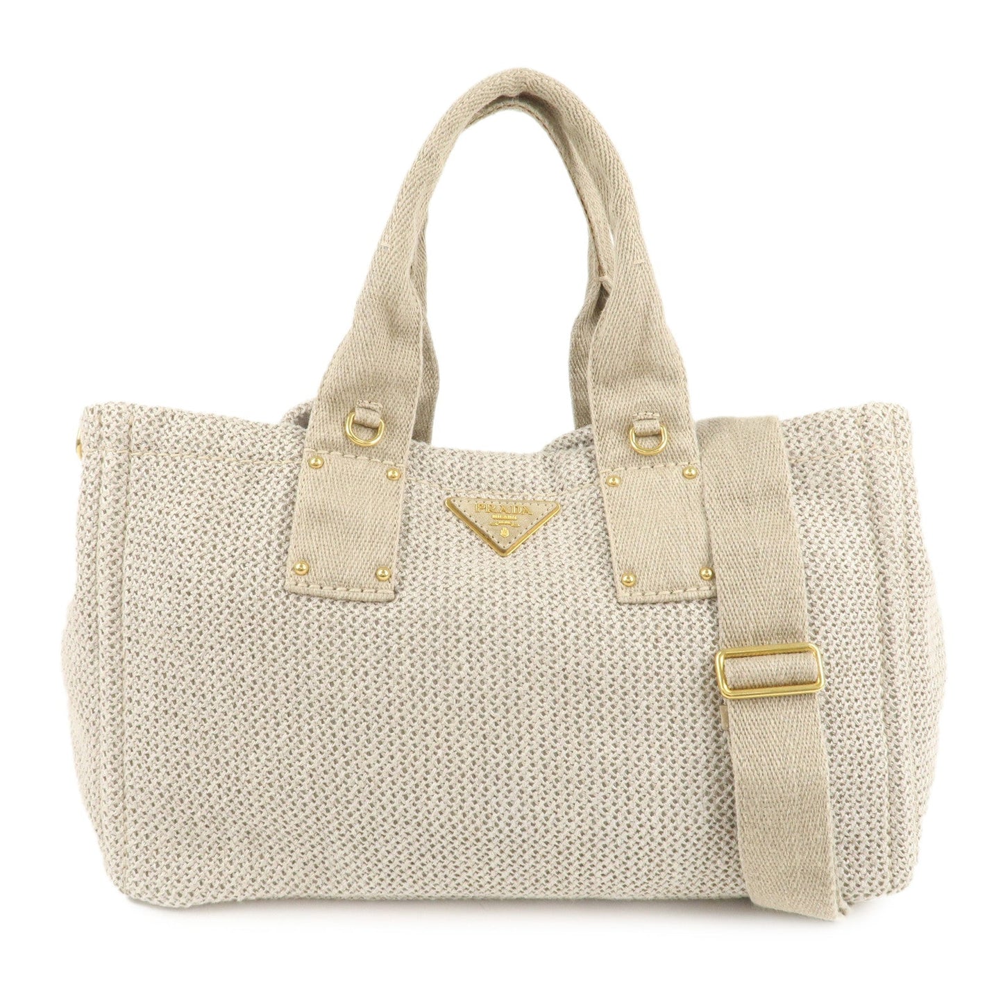 Prada Tote Bag Canapa Linen 2Way Shoulder Bag d Canvas Logo