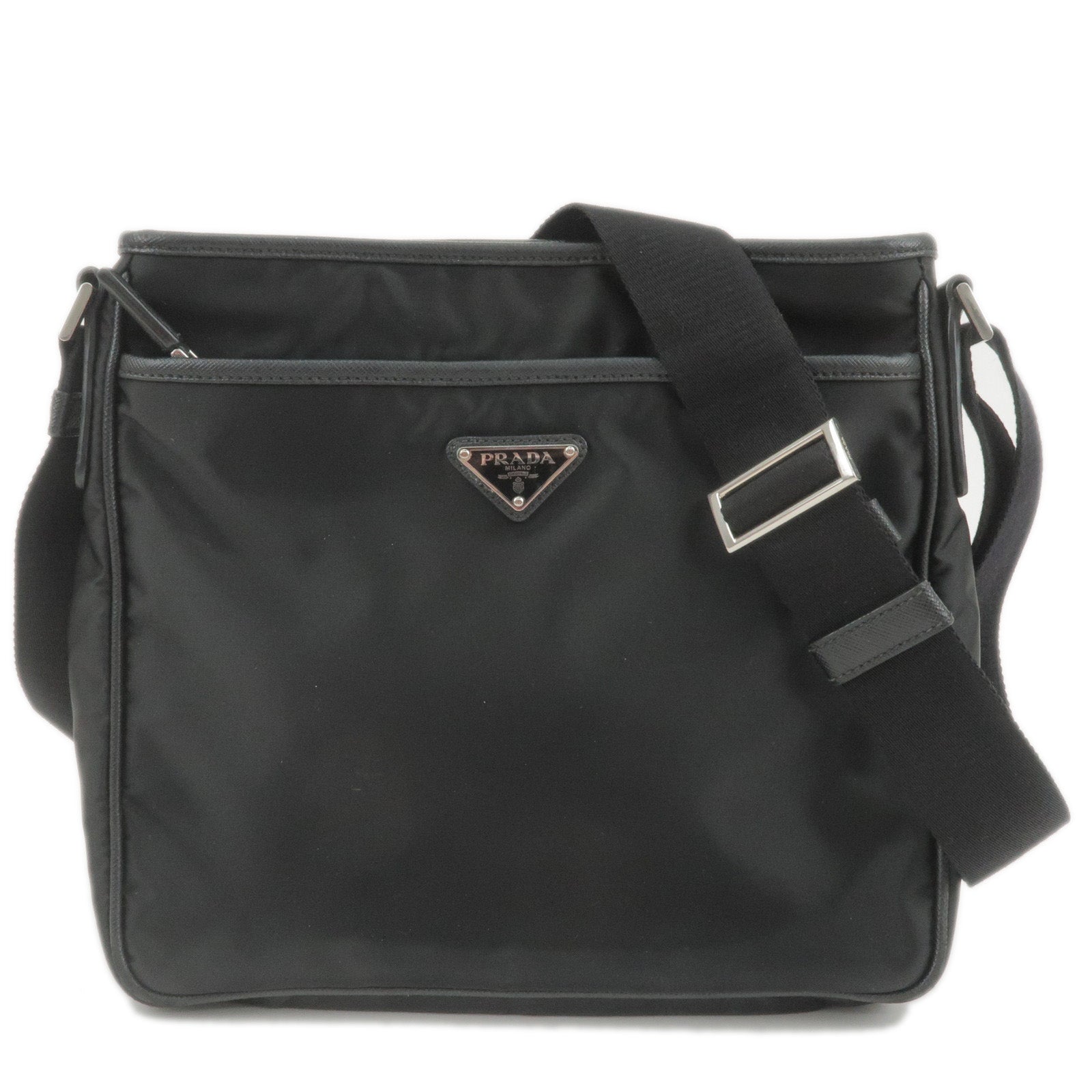 Prada Prada Nylon Leather Shoulder Bag Nero Black 2Vh797