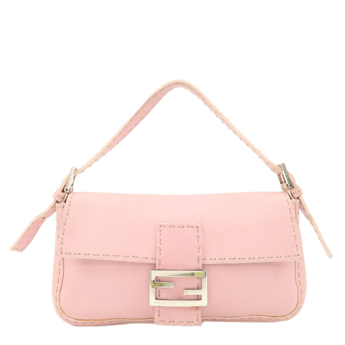 Fendi Shoulder Bag Selleria Mamma Baguette d Leather Pink