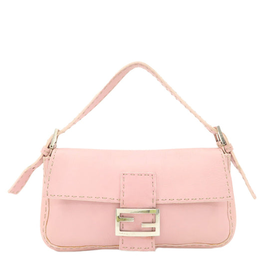 Fendi Shoulder Bag Selleria Mamma Baguette d Leather Pink
