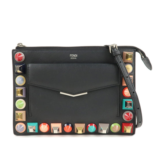 Fendi Shoulder Bag Toujours Multi-Studs d Leather Black