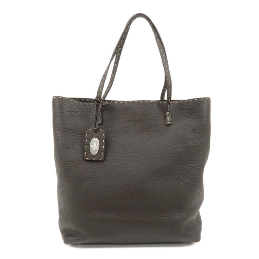 Fendi Tote Bag Selleria Shoulder Bag Dark d Leather Brown
