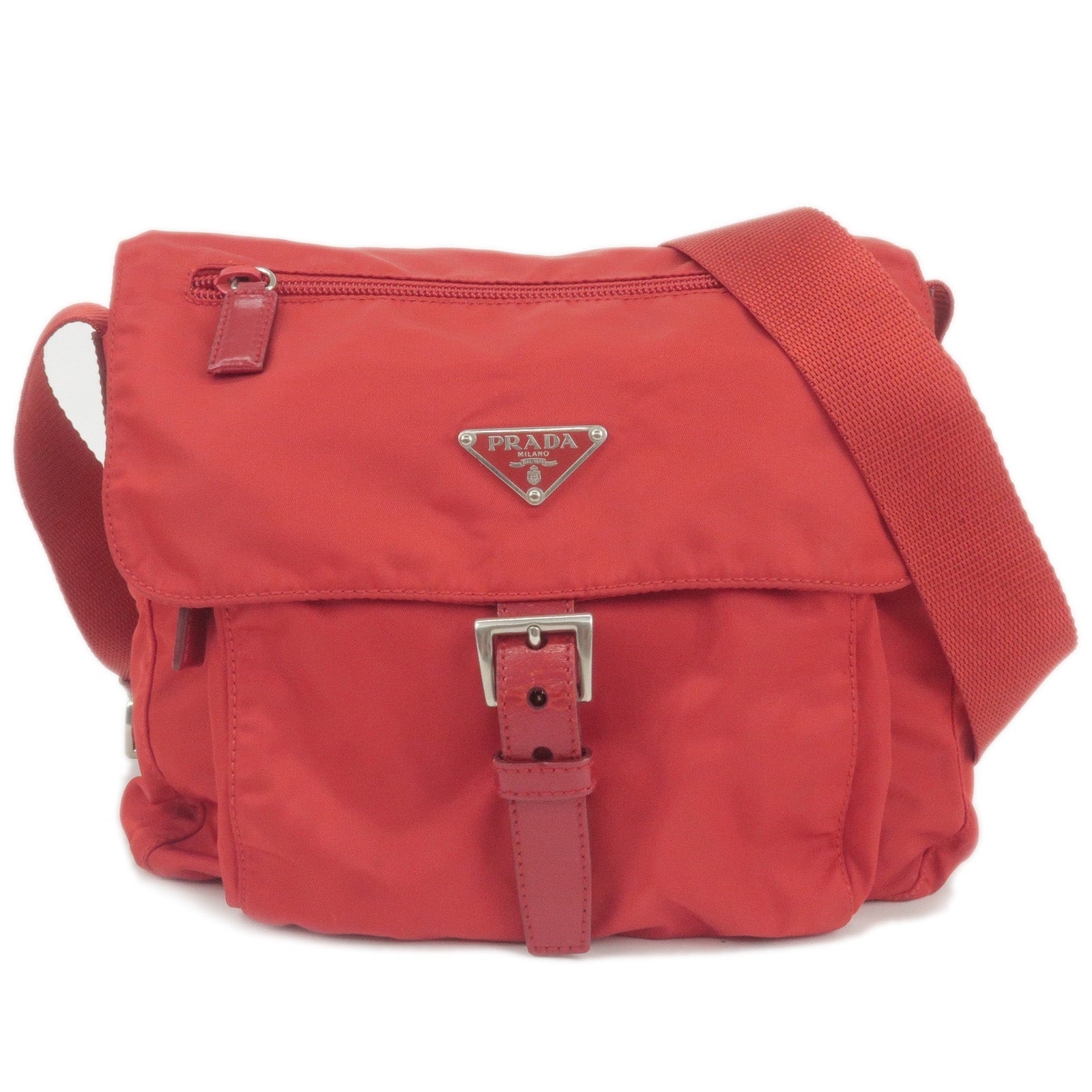 Prada Prada Logo Nylon Leather Shoulder Bag Rosso Red Bt8994 35734 15