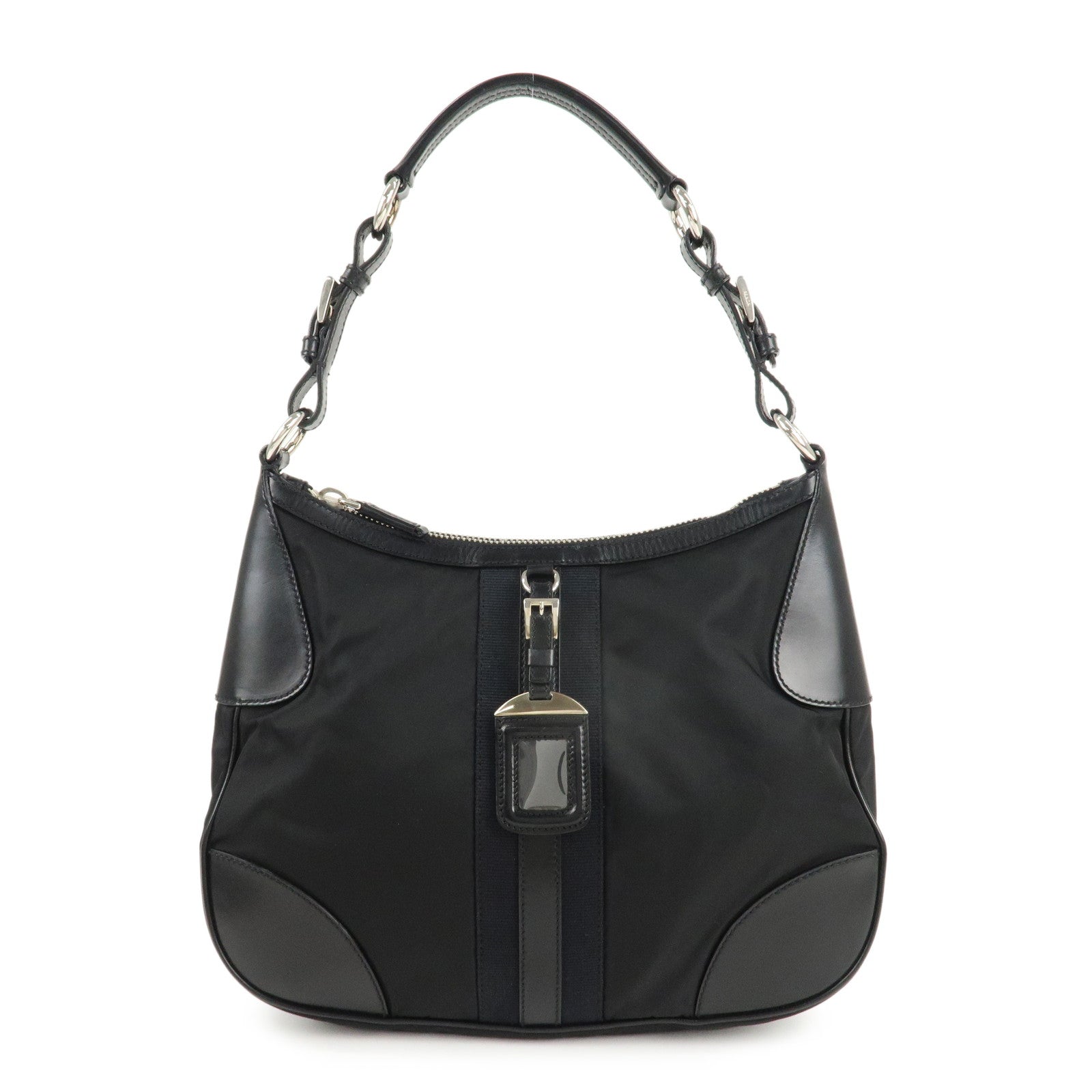 Prada Shoulder Bag d Leather Nylon Black