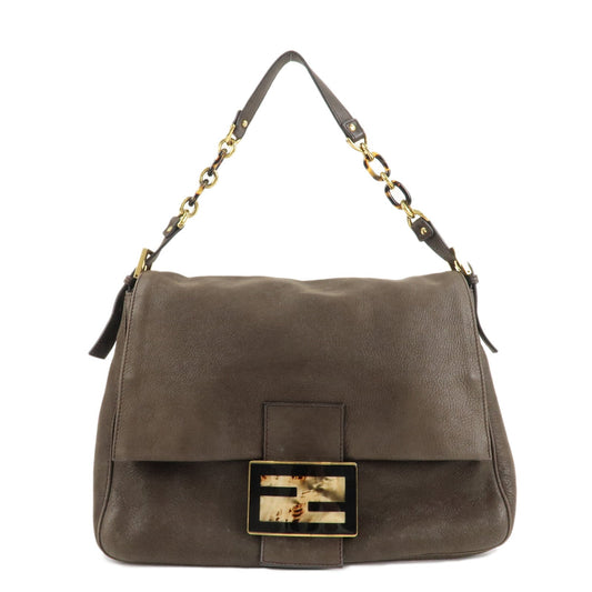 Fendi Shoulder Bag Big Mamma Baguette d Leather Brown Chain
