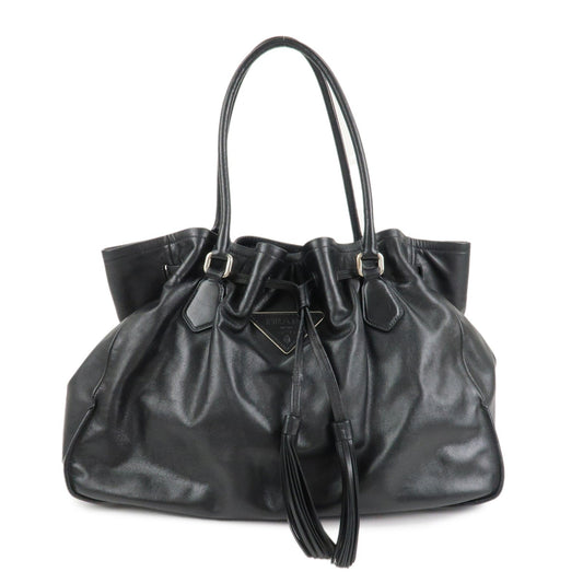 Prada Tote Bag Triangle d Leather Black Logo