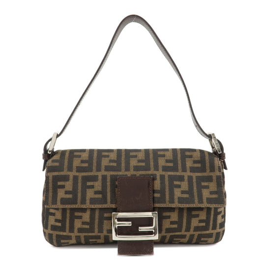 Fendi Shoulder Bag Mamma Baguette d Leather Canvas Black