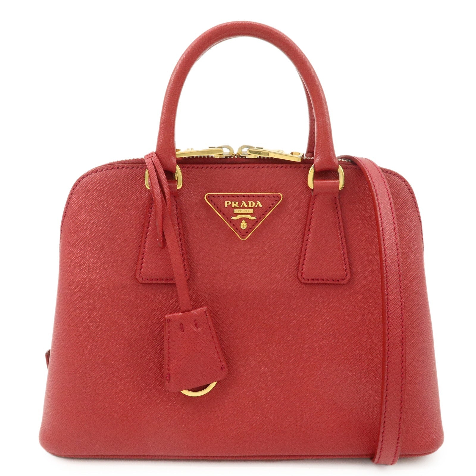 Prada Shoulder Bag Promenade 2Way d Leather Saffiano Red