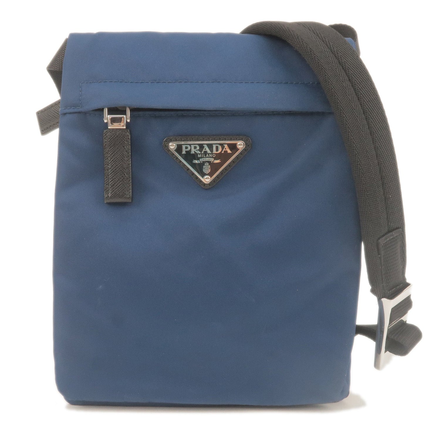 Prada Prada Nylon Leather Shoulder Bag Purse Blue Black