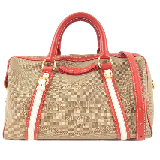 Prada Prada Logo Jacquard Canvas Leather 2Way Shoulder Bag