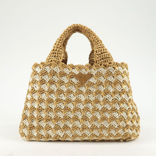 Prada Prada Logo Raffia Crochet Tote Bag Hand Bag