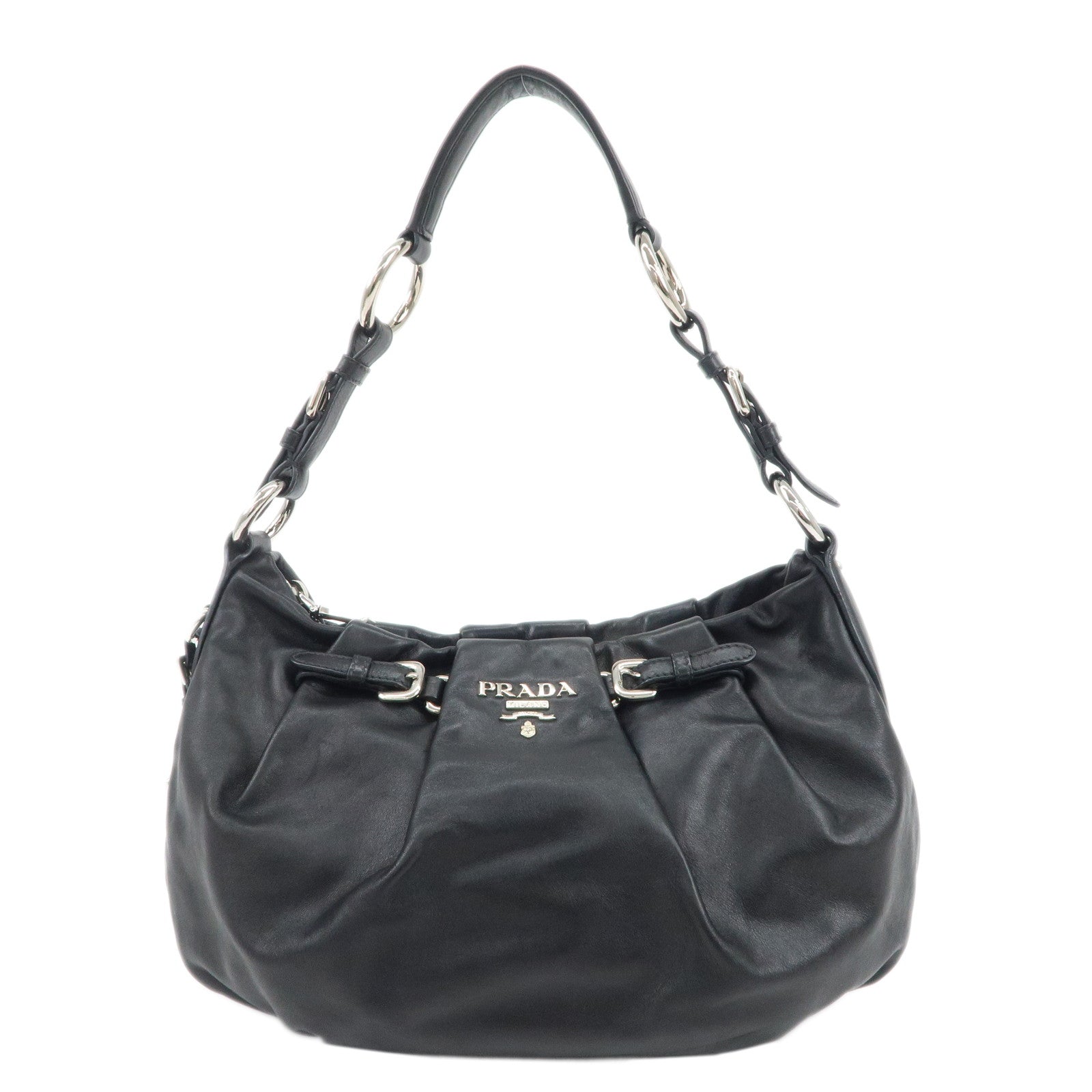 Prada Shoulder Bag Soft Calf d Leather Calf Leather Black