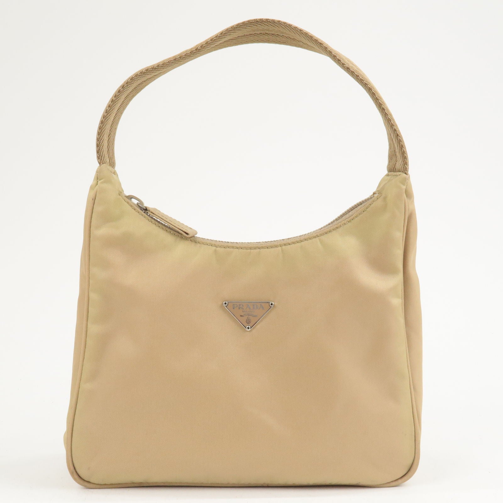 Prada Prada Logo Nylon Hand Bag Pouch Beige 36200 Travel Bag