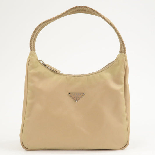 Prada Prada Logo Nylon Hand Bag Pouch Beige 36200 Travel Bag