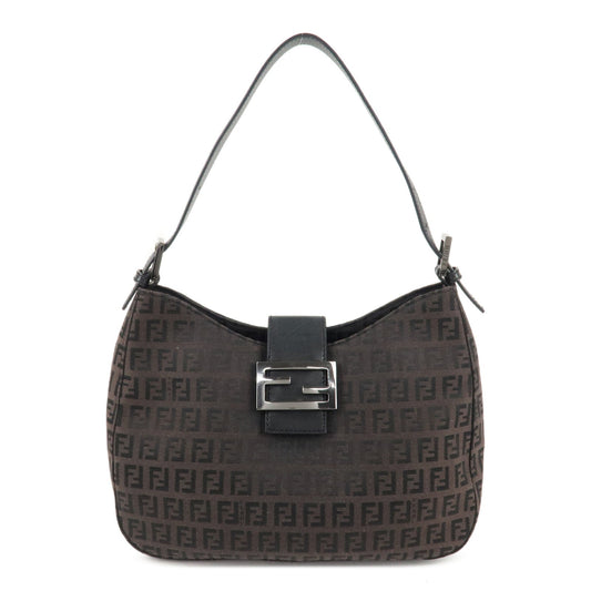 Fendi Shoulder Bag Zucchino d 2 Leather Canvas Black