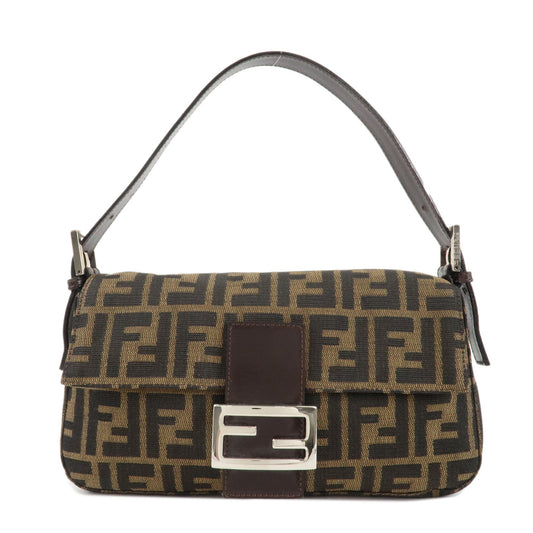 Fendi Shoulder Bag Mamma Baguette Zucca d Leather Canvas Brown