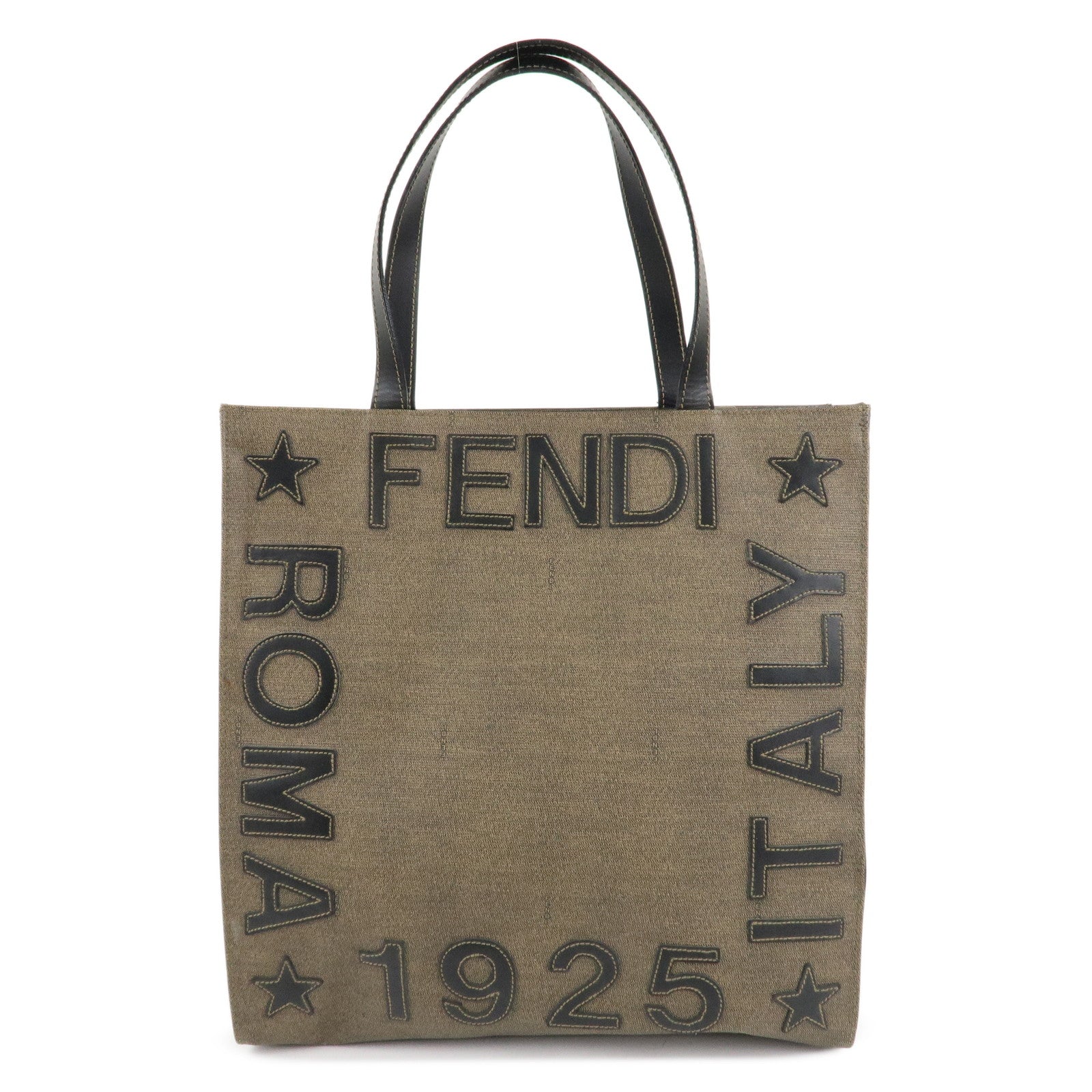 Fendi Tote Bag PVC Hand Bag Shoulder Bag d Leather Black Brown