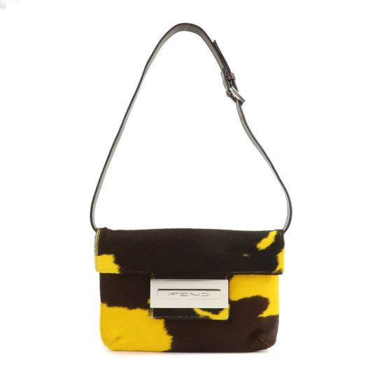 Fendi Shoulder Bag COW Unborn Calf d Leather Calf Leather Brown