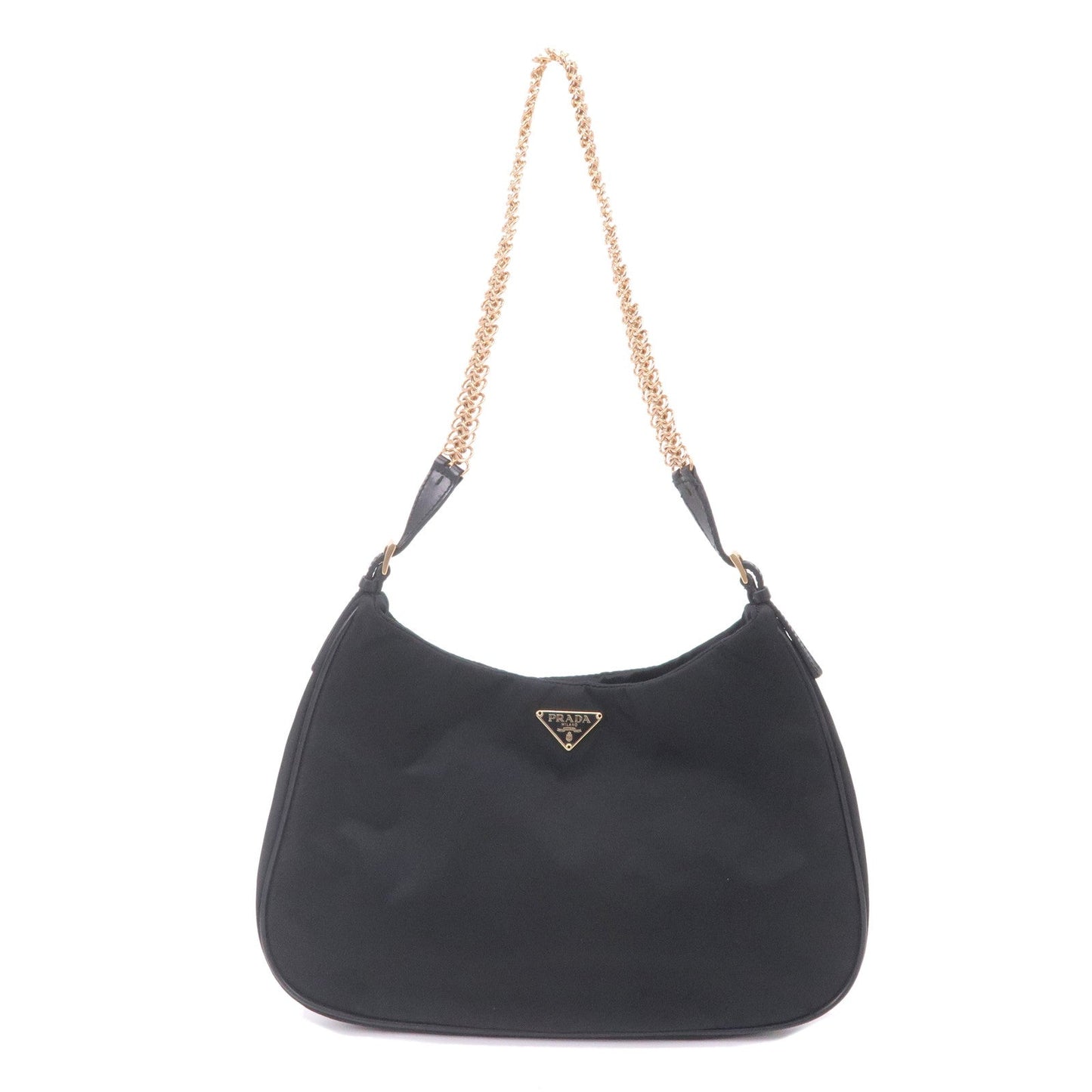 Prada Shoulder Bag Purse Leather Nylon Black