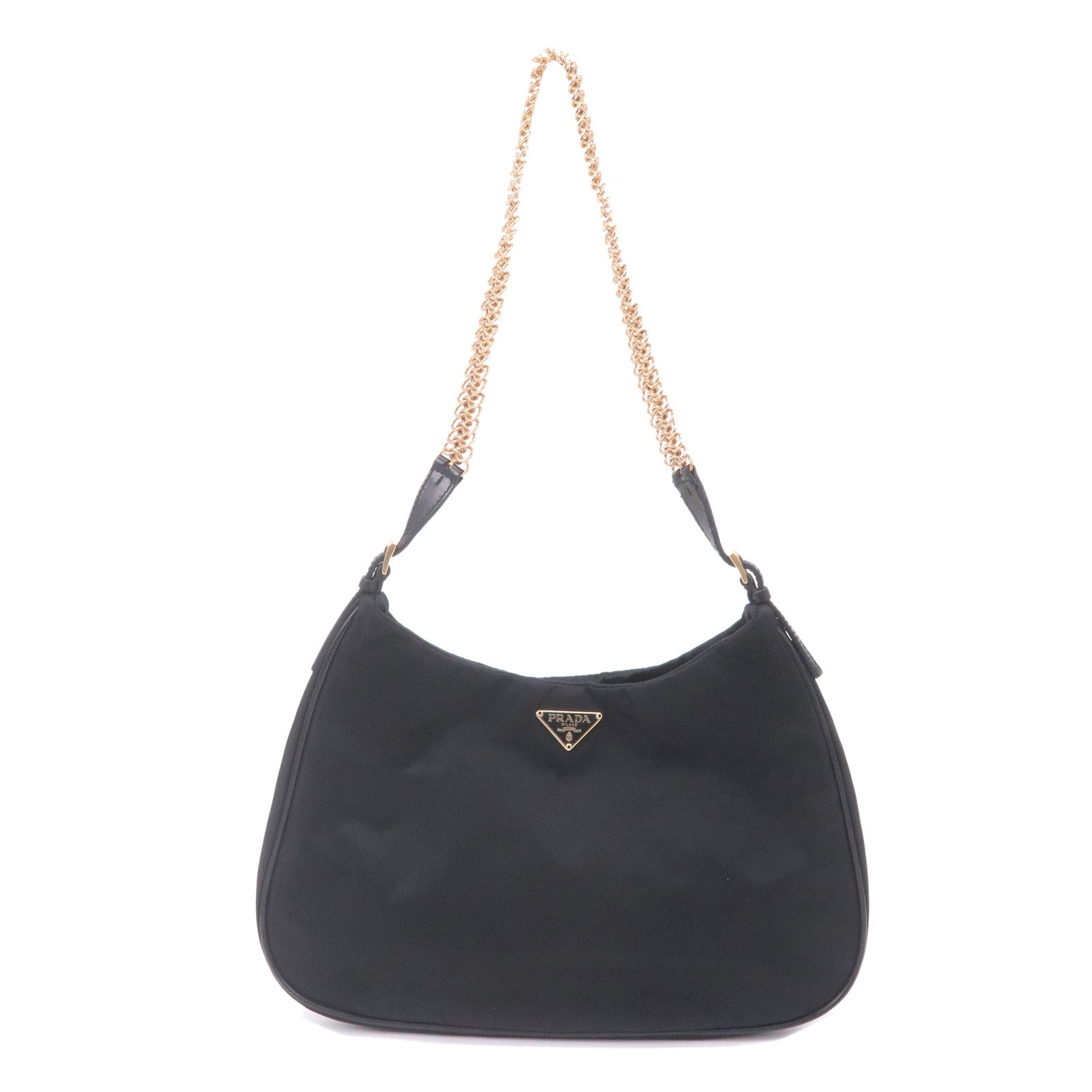 Prada Shoulder Bag Purse Leather Nylon Black